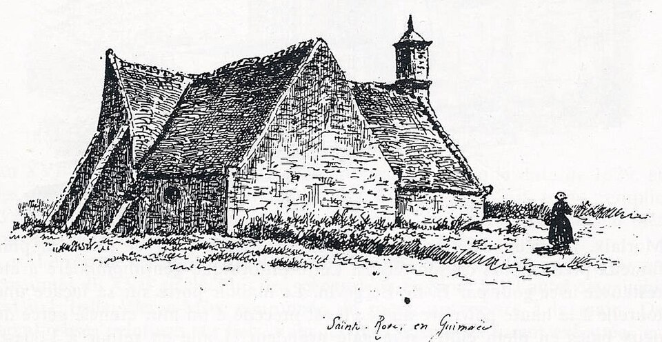 La chapelle Sainte-Rose vers 1920 (dessin de Louis Le Guennec).